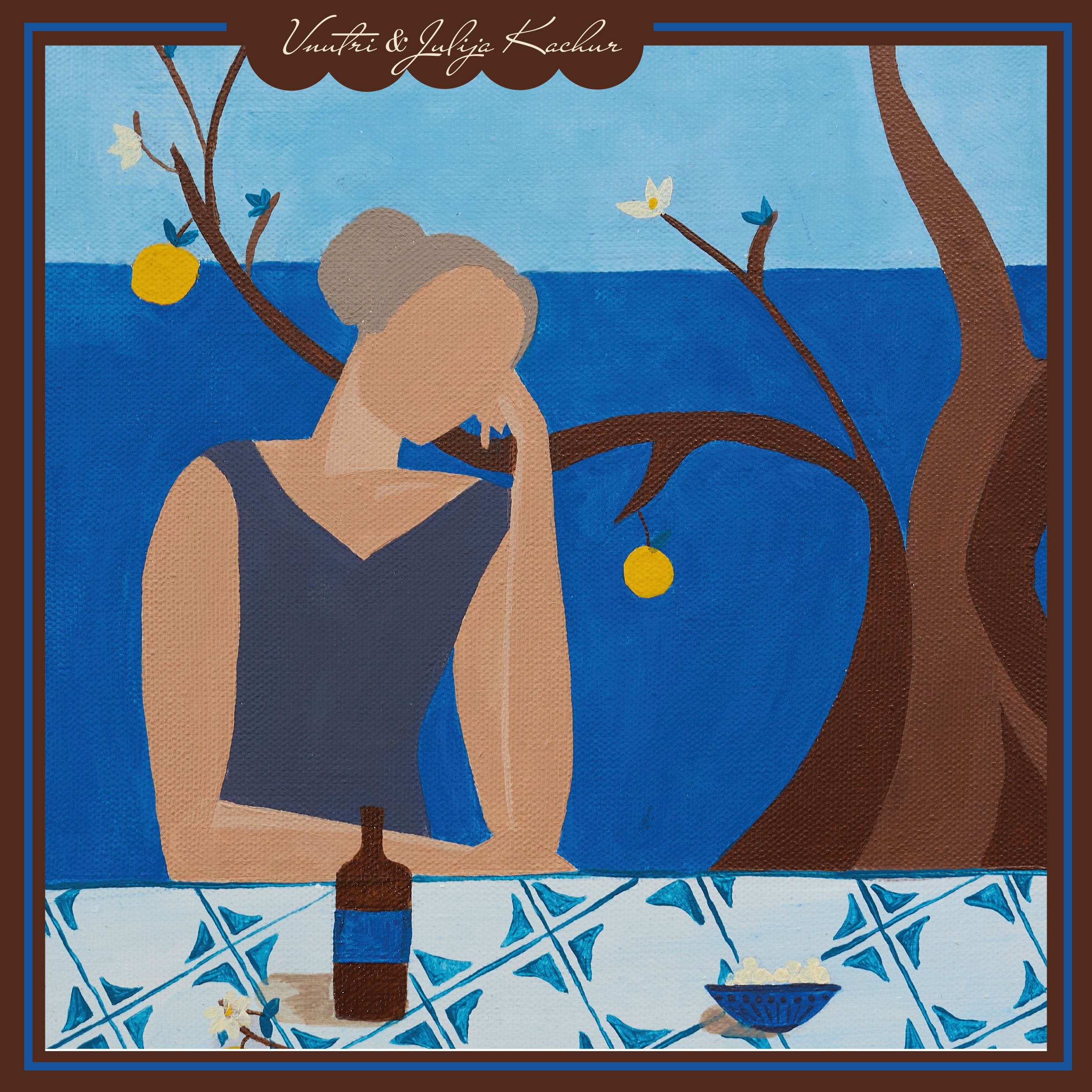 Платок с картиной Юлии Качур “Дама с пивком”