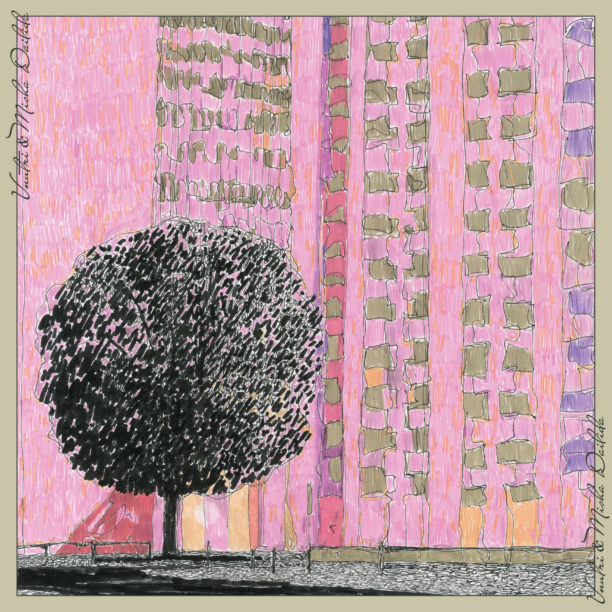 Платок с картиной Миши Дайлиды «Лето в шестнадцатом»