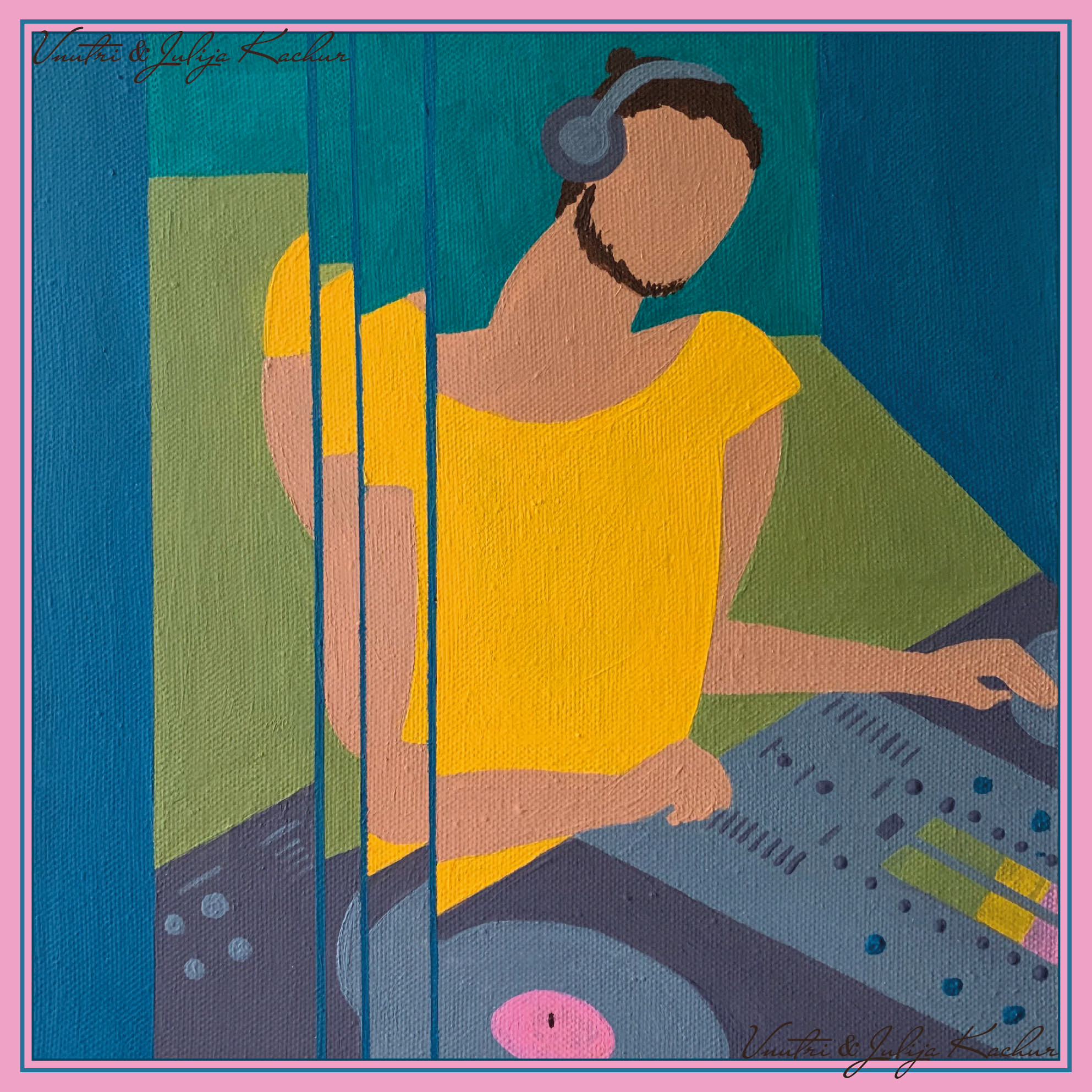 Платок с картиной художницы Юлии Качур «Люблю, как ты звучишь»