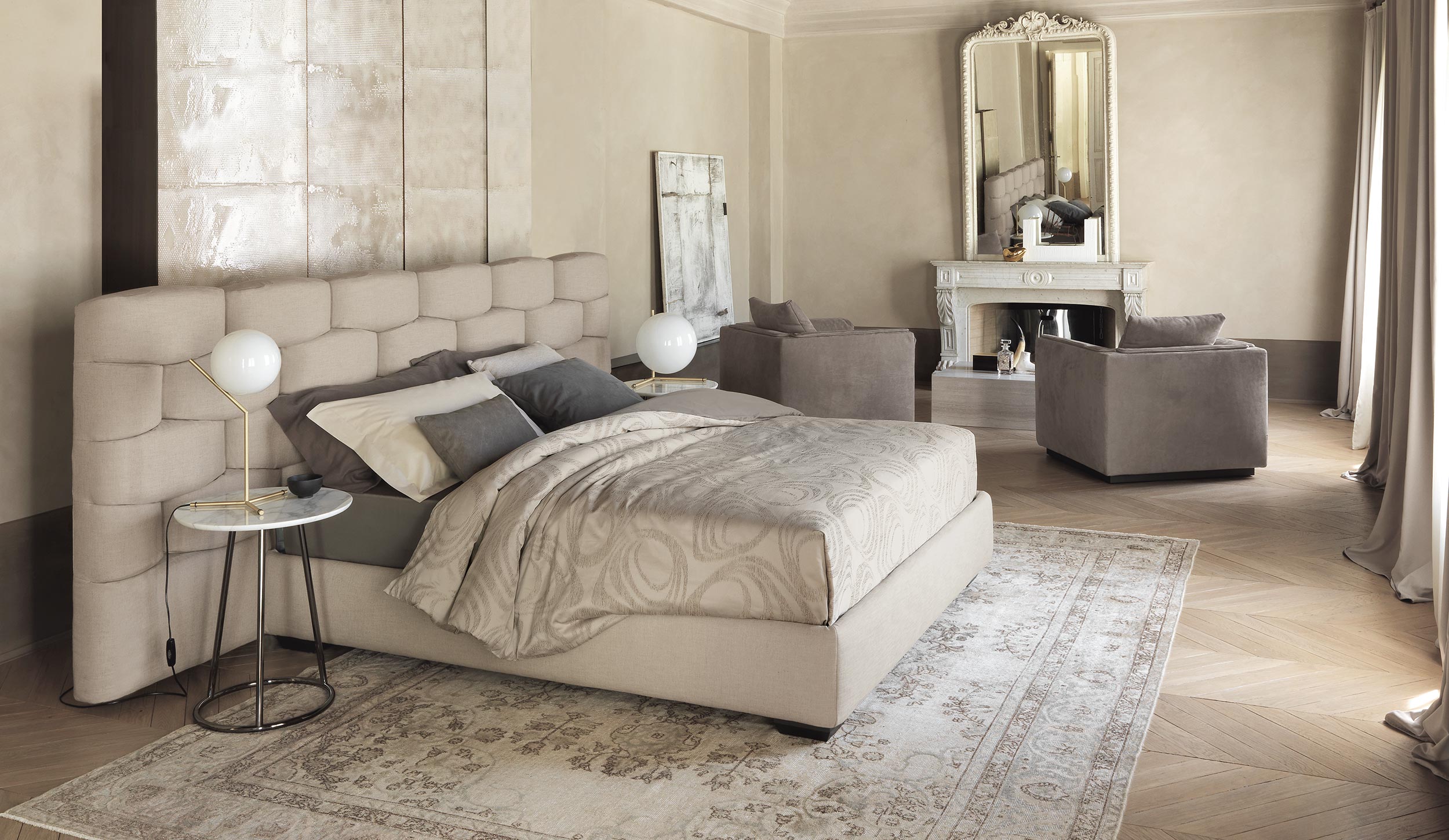 Кровать Majal Wide Headboard by FLOU — дизайнерская мебель, свет и декор Made Sense