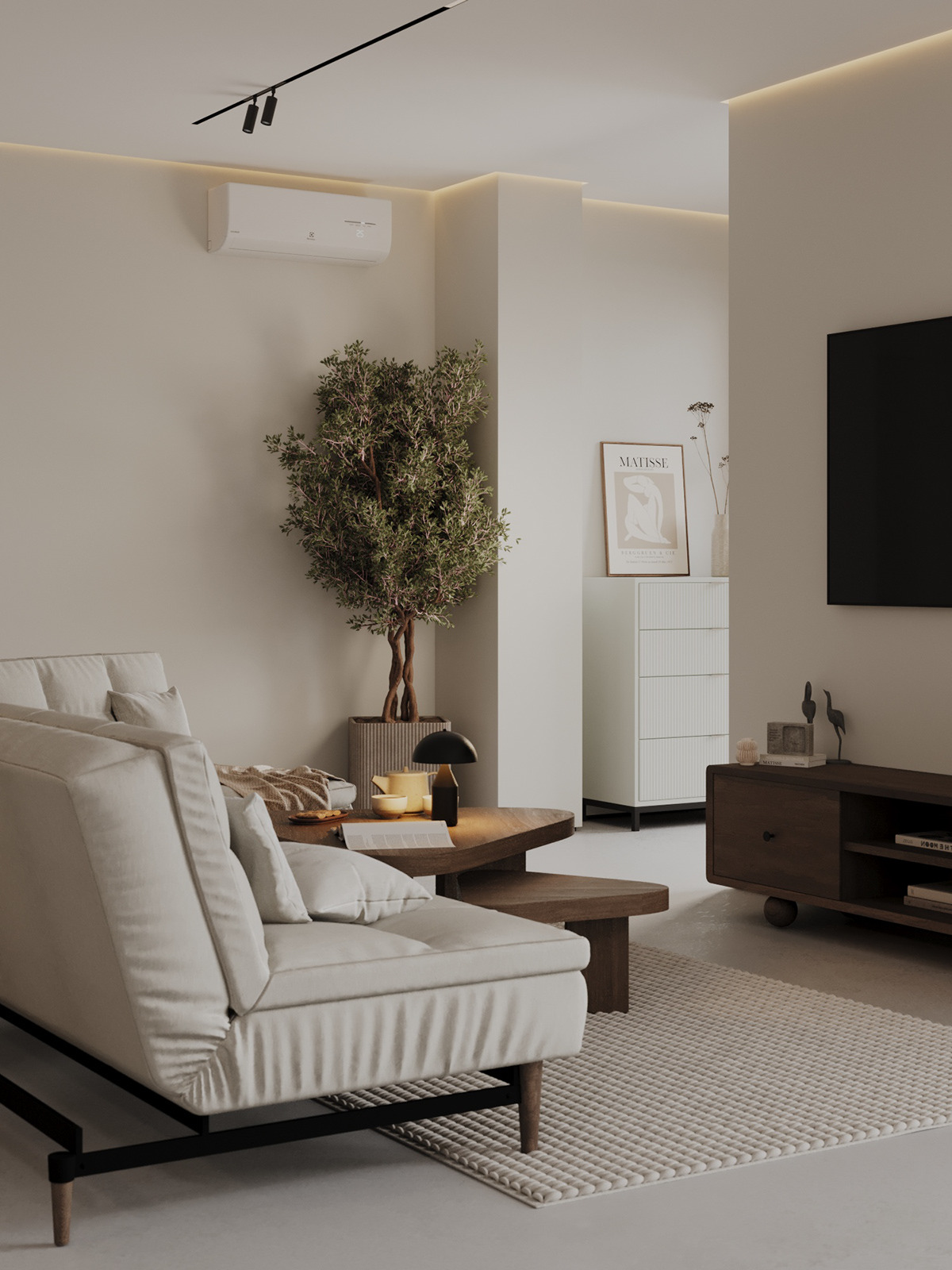 Светлая и уютная квартира с деревянными элементами